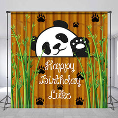 Lofaris Personalized Name Cute Panda Bamboos Birthday Backdrop