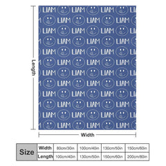 Lofaris Personalized Name Cute Smile Emoji Blue Blanket