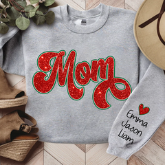 Lofaris Mom Glitter Christmas Custom With Kids Gift For TH Sweatshirt