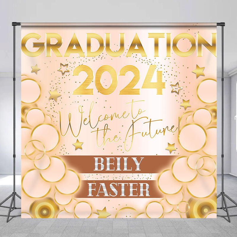 Lofaris Personalized Name Gold Graduation 2024 Theme Backdrop