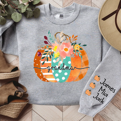 Lofaris Personalized Name Grandma Pumpkin Autumn Sweatshirt