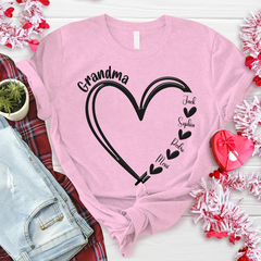 Lofaris Personalized Name Heart Grandma And Kids T - Shirt