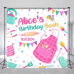 Lofaris Personalized Name Kitchen Style Birthday Backdrop