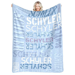 Lofaris Personalized Name Light Blue Gifts Soft Blanket