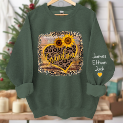 Lofaris Personalized Name Mimi Heart Sunflower Sweatshirt