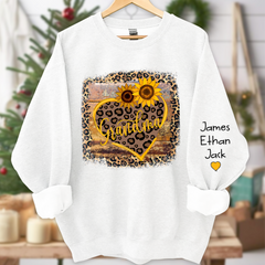 Lofaris Personalized Name Mimi Heart Sunflower Sweatshirt