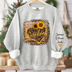 Lofaris Personalized Name Mimi Heart Sunflower Sweatshirt