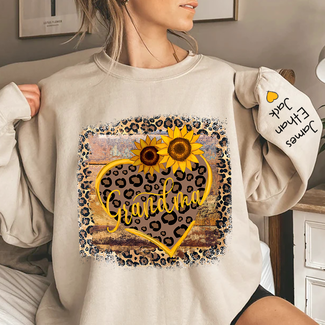 Lofaris Personalized Name Mimi Heart Sunflower Sweatshirt