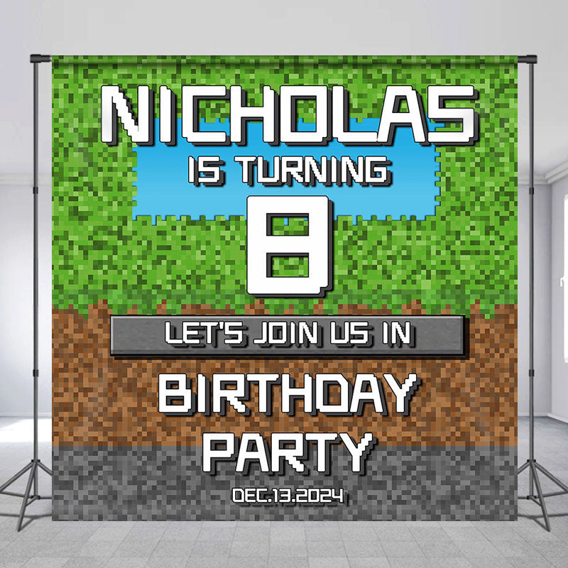 Lofaris Personalized Name Mosaic Game 8th Birthday Backdrop