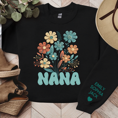 Lofaris Personalized Name Nana Retro Flowers Sweatshirt