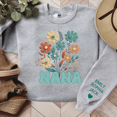 Lofaris Personalized Name Nana Retro Flowers Sweatshirt