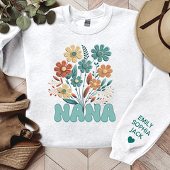 Lofaris Personalized Name Nana Retro Flowers Sweatshirt