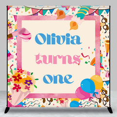 Lofaris Personalized Name Pink Birthday Party Backdrop for Girl