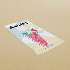 Lofaris Personalized Name Pink Cocktail Beach Towel for Girl