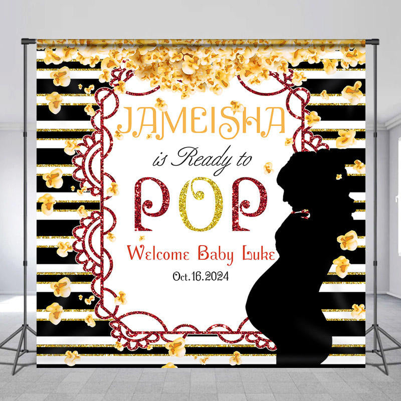 Lofaris Personalized Name Ready To Pop Baby Shower Backdrop