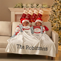 Lofaris Personalized Name Snowman Family Blankets Christmas Gifts