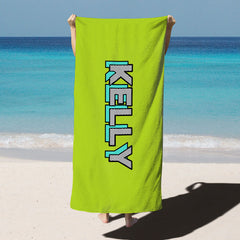 Lofaris Personalized Name Solid Color Simple Beach Towel