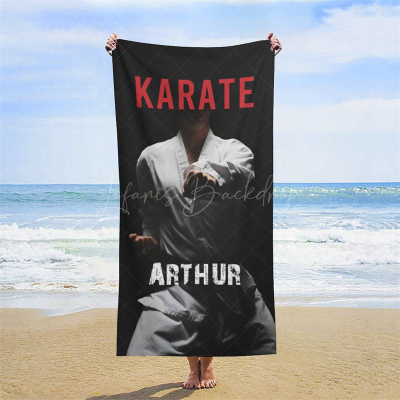 Lofaris Personalized Name Taekwondo Martial Arts Beach Towel