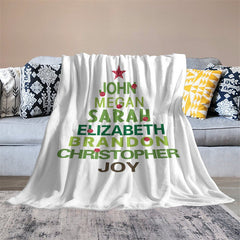 Lofaris Personalized Name White Text Tree Christmas Blanket