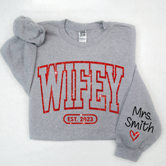 Lofaris Glitter Merry Wifey Est And Custom Names Svg Png Sweatshirt LTP01