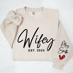 Lofaris Glitter Custom Name Mrs Sweatshirt Personalized Wifey Bride LTP01