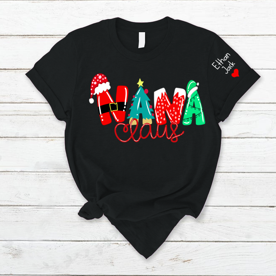 Lofaris Personalized Nana And Kids Claus Christmas T-Shirt