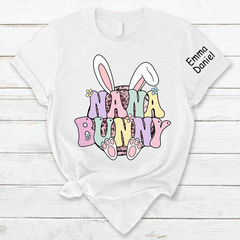 Lofaris Personalized Nana Bunny Kids Name Easter T-Shirt