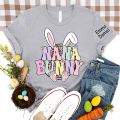 Lofaris Personalized Nana Bunny Kids Name Easter T-Shirt