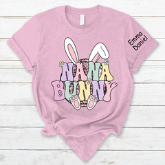 Lofaris Personalized Nana Bunny Kids Name Easter T-Shirt