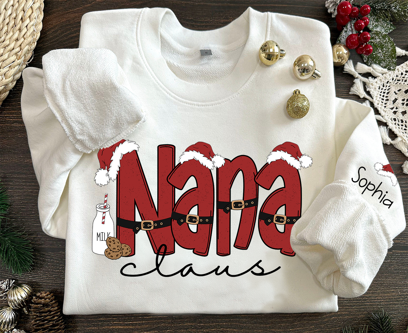 Lofaris Personalized Nana Claus Merry Christmas Sweatshirt