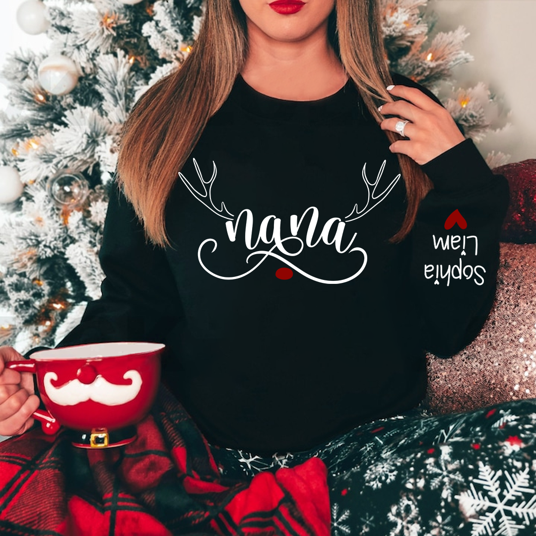 Lofaris Personalized Nana Deer Christmas And Kids Sweatshirt