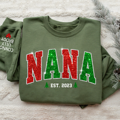 Lofaris Personalized Nana Est Glitter Christmas Sweatshirt