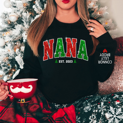 Lofaris Personalized Nana Est Glitter Christmas Sweatshirt