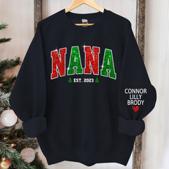 Lofaris Personalized Nana Est Glitter Christmas Sweatshirt