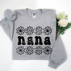 Lofaris Personalized Nana Flower And Grandkids Sweatshirt