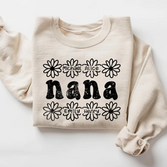 Lofaris Personalized Nana Flower And Grandkids Sweatshirt