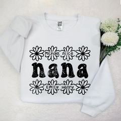 Lofaris Personalized Nana Flower And Grandkids Sweatshirt