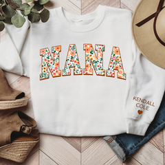 Lofaris Personalized Nana Pattern Flower with Grandkids Gift For Mothers Day CL01 Sweatshirt