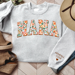 Lofaris Personalized Nana Pattern Flower with Grandkids Gift For Mothers Day CL01 Sweatshirt