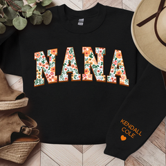 Lofaris Personalized Nana Pattern Flower with Grandkids Gift For Mothers Day CL01 Sweatshirt