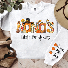 Lofaris Personalized Nana Fall Autumn Pumpkin Season Doodle Alphabet Sweatshirt