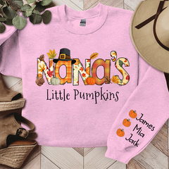 Lofaris Personalized Nana Fall Autumn Pumpkin Season Doodle Alphabet Sweatshirt