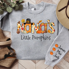 Lofaris Personalized Nana Fall Autumn Pumpkin Season Doodle Alphabet Sweatshirt