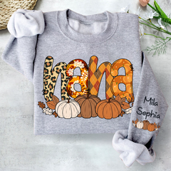 Lofaris Personalized Nana Pumpkin Grandkids Fall Sweatshirt