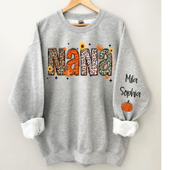 Lofaris Personalized Nana Pumpkins Daisy Autumn Sweatshirt