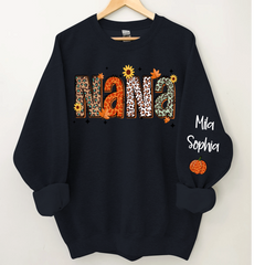 Lofaris Personalized Nana Pumpkins Daisy Autumn Sweatshirt