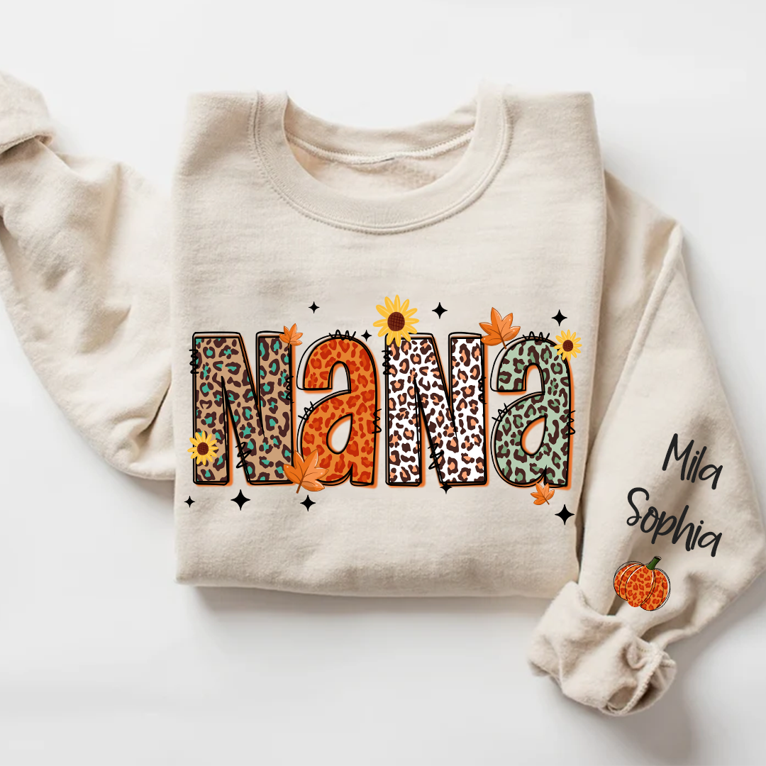 Lofaris Personalized Nana Pumpkins Daisy Autumn Sweatshirt