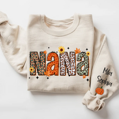 Lofaris Personalized Nana Pumpkins Daisy Autumn Sweatshirt