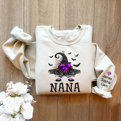 Lofaris Personalized Nana Witch Shirt Custom with Grandkids Names Fall Halloween Sweatshirt 6