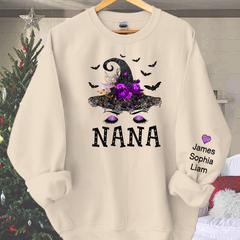 Lofaris Personalized Nana Witch Shirt Custom with Grandkids Names Fall Halloween Sweatshirt 6